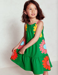 Enola Hotchpotch Jersey Dress - Rich Emerald Flowers