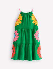 Enola Hotchpotch Jersey Dress - Rich Emerald Flowers
