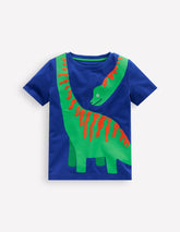 Fun Graphic T-shirt - Bright Blue Dino