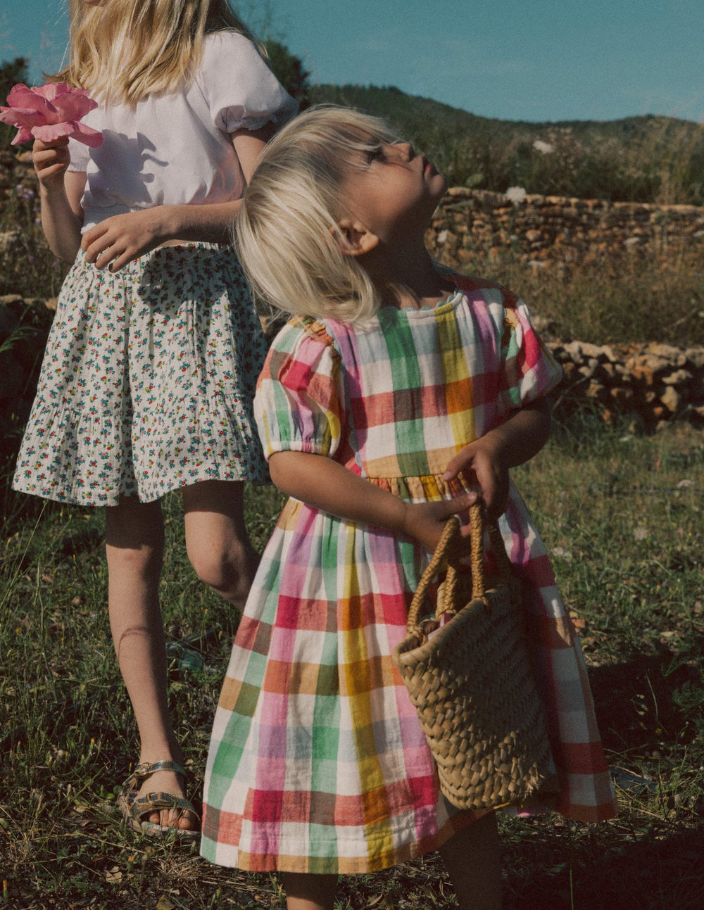 Puff Sleeve Double Cloth Dress - Multi Check