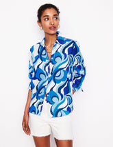 Sienna Linen Shirt - Multi Abstract Swirl