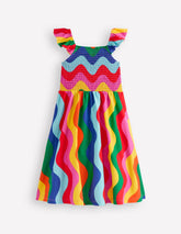 Willa Shirred Jersey Dress - Multi Wave Stripe