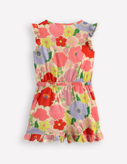 Button Through Ruffle Playsuit - Multi Summer Garden