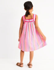 Maribel Strappy Swing Sundress - Pink Multi Stripe