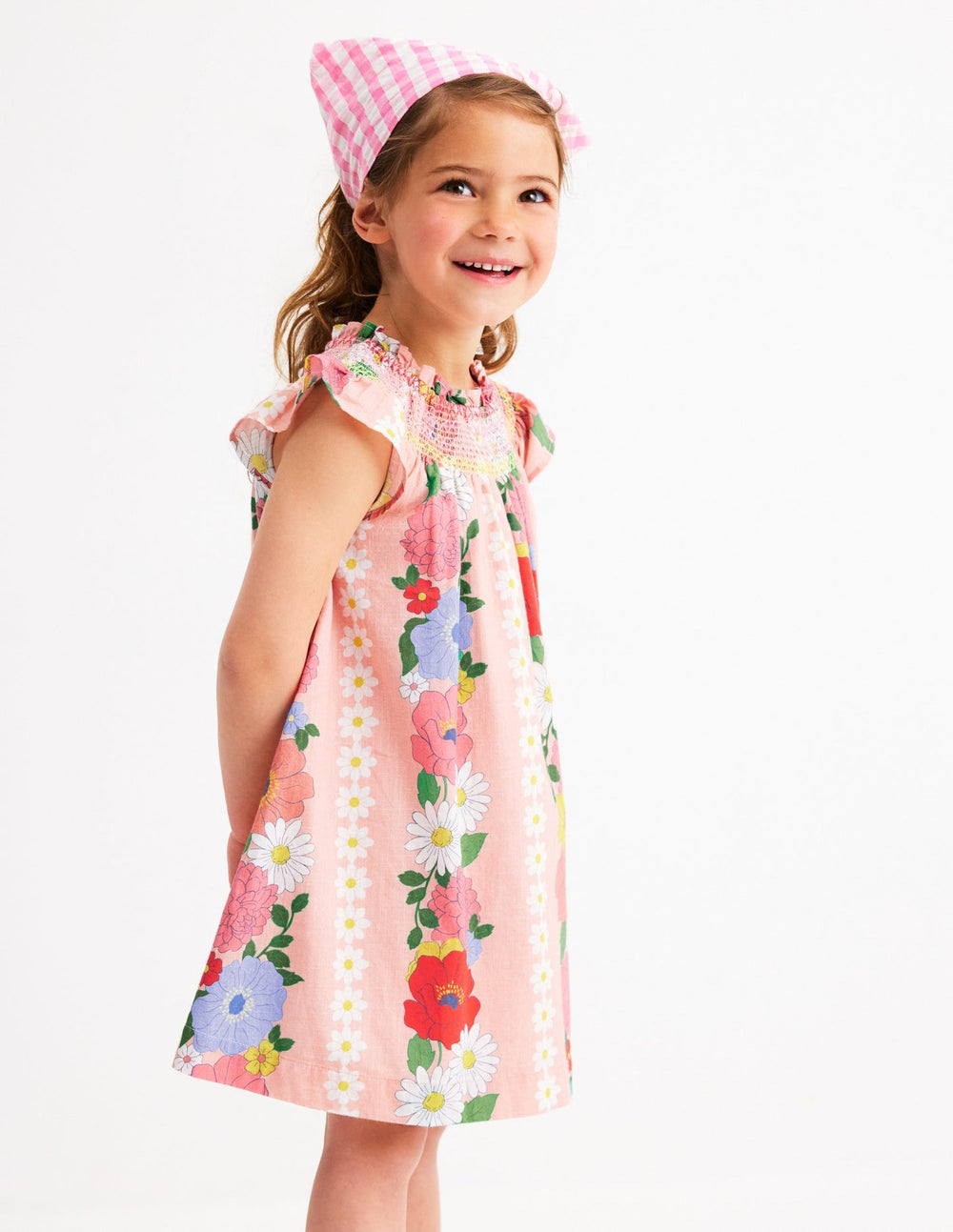 Holiday Smocked Dress - Chalk Pink Flower