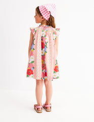 Holiday Smocked Dress - Chalk Pink Flower