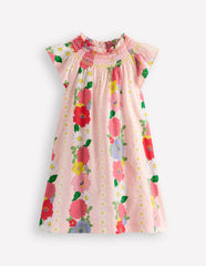 Holiday Smocked Dress - Chalk Pink Flower