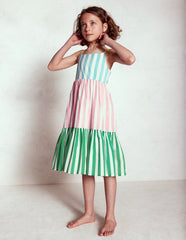 Aurelia Tiered Twirly Dress - Hotchpotch Stripe