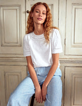 Mila Lace Trim Top - White