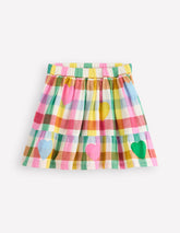 Double Cloth Printed Skirt - Multi Heart Check