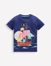 Glow - In - The - Dark T-shirt - Twilight Blue Pirate Ship