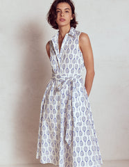 Amy Sleeveless Shirt Dress - Ivory, Tennis