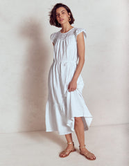 Juliet Broderie Midi Dress - White