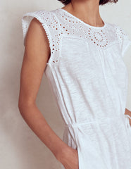 Juliet Broderie Midi Dress - White