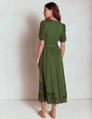 Cutwork Detail Midi Dress - Green Fir