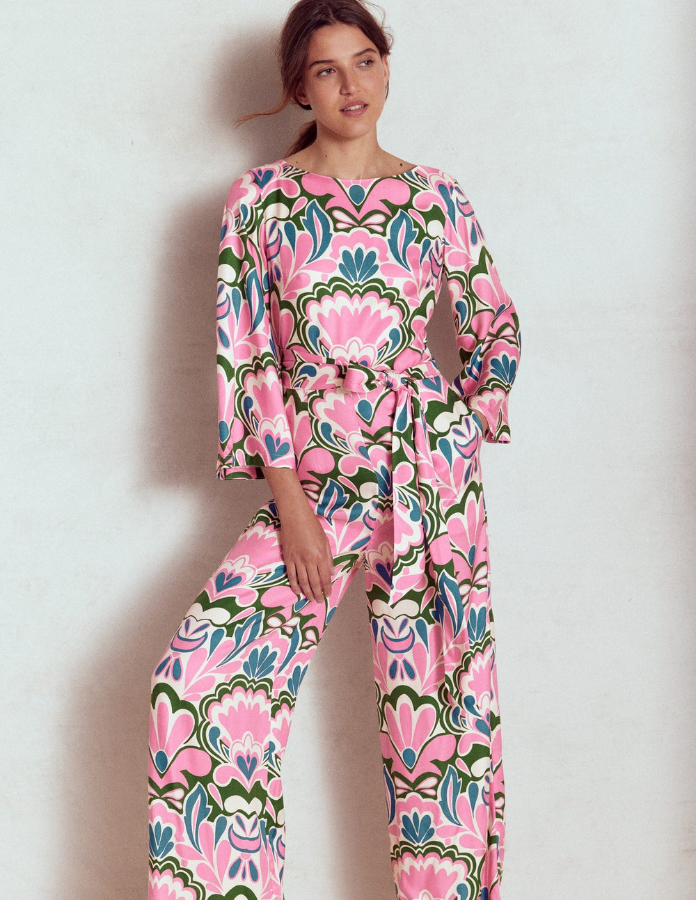 Kimono Sleeve Jumpsuit - Meadowsweet Pink, Freesia