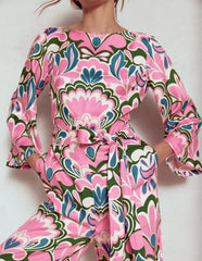 Kimono Sleeve Jumpsuit - Meadowsweet Pink, Freesia
