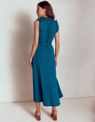 Aria Broderie Trim Midi Dress - Harbour Blue