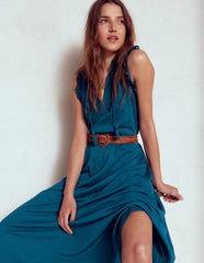 Aria Broderie Trim Midi Dress - Harbour Blue