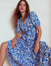 Christabel Cotton Midi Dress - Gallery Blue, Walled Garden