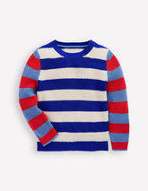 Everyday Cotton Sweater - Bright Blue/Ecru Marl Stripe