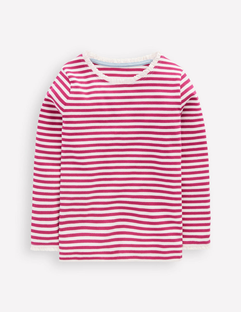 Ribbed Long Sleeve T-shirt - Cherry Jam/Soft Ivory Stripe
