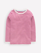 Ribbed Long Sleeve T-shirt - Cherry Jam/Soft Ivory Stripe