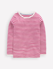 Ribbed Long Sleeve T-shirt - Cherry Jam/Soft Ivory Stripe