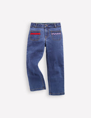 Patch Pocket Pants - Midwash Denim