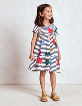 Ariel Twirly Jersey Dress - Multi Heart Stripe