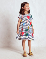 Ariel Twirly Jersey Dress - Multi Heart Stripe