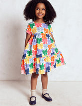 Ariel Twirly Jersey Dress - Multi Rainbow Bows