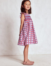 Adeline Smocked Dress - Poppy Red Geo Heart