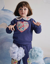 Bobbie Appliqué Sweatshirt - Starboard Blue Hearts
