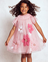 Appliqué Tulle Dress - Chalk Pink Flower