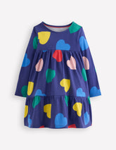 Ariel Long Sleeve Twirly Dress - Starboard Blue Hearts