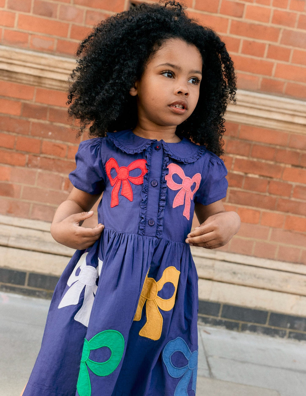 Appliqué Bow Shirt Dress - Starboard Blue Bows