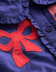 Appliqué Bow Shirt Dress - Starboard Blue Bows