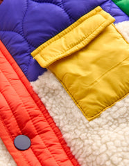Quilted Borg Jacket - Natural Borg
