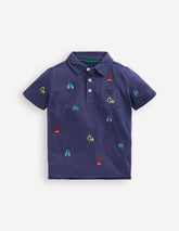 Embroidered Slub Polo Shirt - College Navy Transport