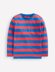 Everyday Long Sleeve T-shirt - Kingfisher Blue/ Jam Red