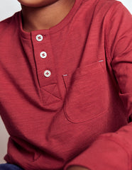 Everyday Henley T-shirt - Pomegranate red