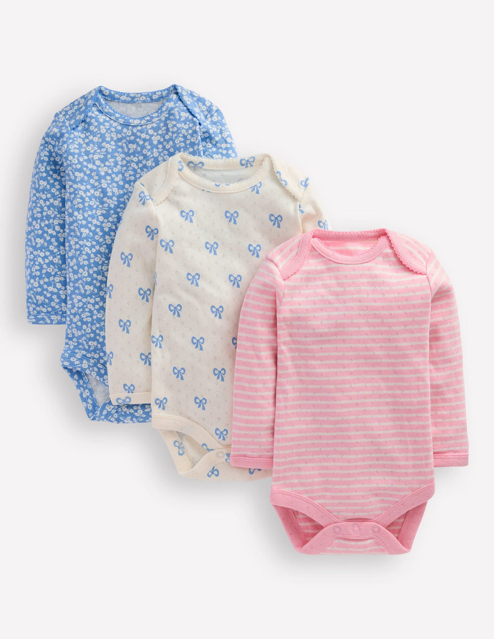3 Pack Pointelle Bodies - Soft Ivory Tiny Bows