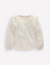 Broderie Heart Trim Top - Soft Ivory