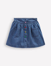Button - through Mini Skirt - Denim