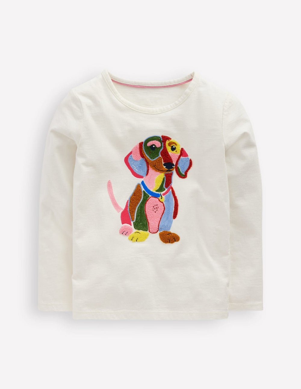 Long Sleeve Bouclé T-shirt - Soft Ivory Dog