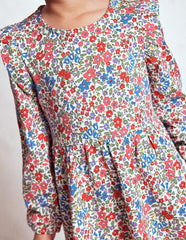 Posie Long Sleeve Jersey Dress - Rose Pink Flowerbed