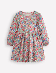 Posie Long Sleeve Jersey Dress - Rose Pink Flowerbed