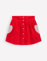Button - through Mini Skirt - Rockabilly Red Hearts