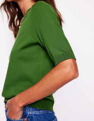 Emilia Cotton Crew T-shirt - Promenade Green